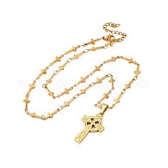 201 Stainless Steel Viking Knot Cross Pendant Necklaces for Men&nbsp;NJEW-S440-14G