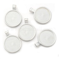 Flat Round Alloy Pendant Cabochon Settings&nbsp;PALLOY-A15654-S-NF