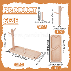 Wood Jewelry Tower Holder with Tray&nbsp;ODIS-WH0078-59