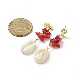 Dyed Chips Synthetic Coral Stud Earrings&nbsp;EJEW-TA00203