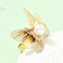 201 Stainless Steel Adjustable Cuff Open Rings for Women&nbsp;RJEW-K318-01B-G