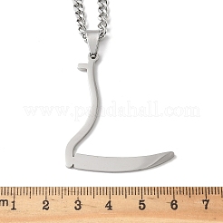 201 Stainless Steel Grim Reape Scythe Pendant Necklaces&nbsp;LS-NJEW-H065-22P