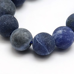 Frosted Natural Sodalite Round Bead Strands&nbsp;G-M064-14mm-01