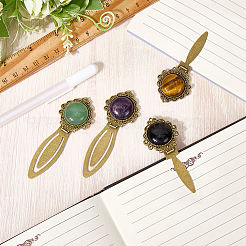 4Pcs 4 Style Natural Gemstone & Alloy Bookmarks&nbsp;OFST-CP0001-07