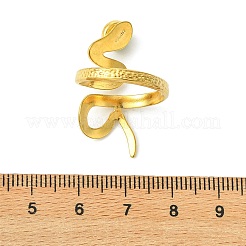 Natural Gemstone Snake 304 Stainless Steel Cuff Open Rings for Women&nbsp;RJEW-JR01068
