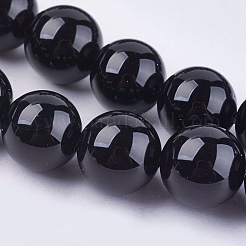 Natural Black Onyx Beads Strands&nbsp;X-G-H1567-10MM