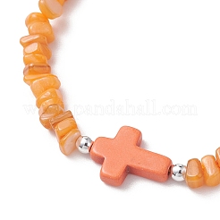 Adjustable Natural Freshwater Shell & Dyed Synthetic Turquoise Beads Braided Bead Bracelets for Women&nbsp;BJEW-JB13105-04