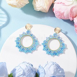 3 Pairs Glass Seed Bead Woven Stud Earrings&nbsp;EJEW-MZ00597