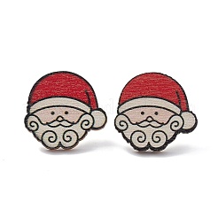 Christmas Printed Wooden Stud Earrings&nbsp;LS-EJEW-D046-05