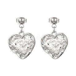 Textured Heart Alloy Dangle Stud Earrings&nbsp;EJEW-JE06810