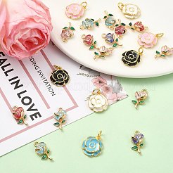 24Pcs 8 Styles Brass Enamel Pendants&nbsp;KK-SZ0003-20