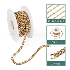 Ion Plating(IP) 304 Stainless Steel Curb Chains&nbsp;CHS-TAC0001-03G