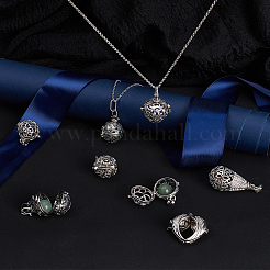 10Pcs 5 Styles Tibetan Style Brass Cage Pendants&nbsp;KK-SC0004-33