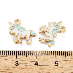 Light Gold Plated Alloy Enamel Pendants&nbsp;X-ENAM-M219-08KCG-04
