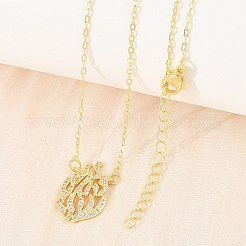 Brass Micro Pave Clear Cubic Zirconia Flame Pendant Adjustable Slider Necklaces&nbsp;KK-CBA4547-10G