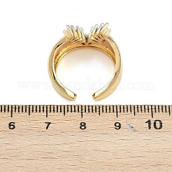 Brass Micro Pave Cubic Zirconia Cuff Rings&nbsp;RJEW-D333-04B-G