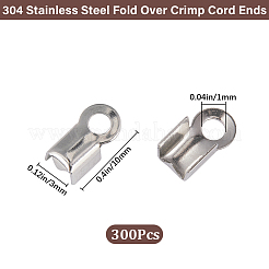 300Pcs 304 Stainless Steel Fold Over Crimp Cord Ends&nbsp;STAS-SP0001-76