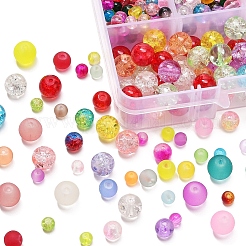 452Pcs 6 Style Transparent Crackle & Frosted Glass Beads&nbsp;CCG-YW0001-07