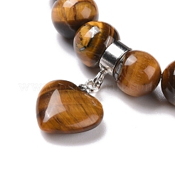 Natural Tiger Eye Beads Charm Bracelets&nbsp;BJEW-K164-B06