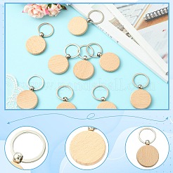 1 Set 20 pcs Stainless Steel Wooden Beech Keychains&nbsp;ST-CJ0028-09