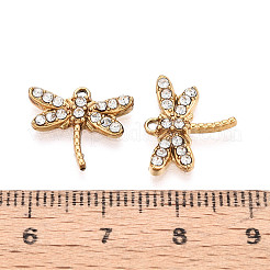 304 Stainless Steel and Crystal Rhinestone Dragonfly Charms&nbsp;STAS-T072-62G