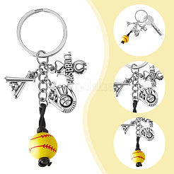 20Pcs Alloy & Wood Keychain&nbsp;KEYC-SC0001-59A
