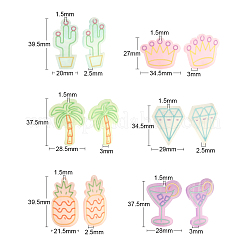 24Pcs 6 Style Embossed Printed Acrylic Pendants&nbsp;SACR-CJ0001-12