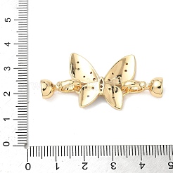 Butterfly Brass Micro Pave Clear Cubic Zirconia Fold Over Clasps&nbsp;KK-U059-44G