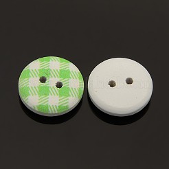 2-Hole Flat Round Tartan Pattern Printed Wooden Sewing Buttons&nbsp;BUTT-M006-M