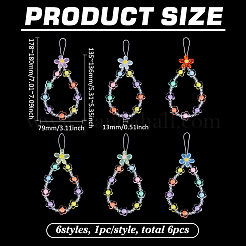 6Pcs 6 Styles Colorful Flower Resin Beaded Chain Mobile Straps&nbsp;AJEW-FG0007-34