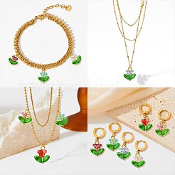 Glass Flower Pendants&nbsp;PALLOY-CJ00038