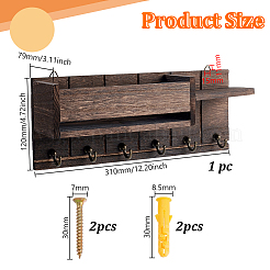 Wood & Alloy & Iron & Plasticc Wall-mounted Keychian Holder&nbsp;AJEW-WH0596-620