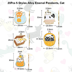 20Pcs 5 Styles Alloy Enamel Pendants&nbsp;ENAM-CJ0005-02