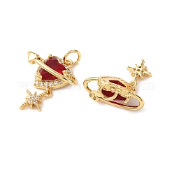 Rack Plating Brass & Cubic Zirconia & Glass Pendants&nbsp;KK-B076-17G-01