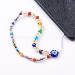 Evil Eye Lampwork Beaded Mobile Straps&nbsp;HJEW-JM00433
