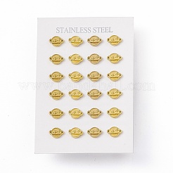 PVD Vacuum Plating 304 Stainless Steel Planet with Star Stud Earrings for Women&nbsp;EJEW-P212-13G