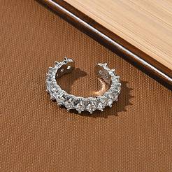 Brass Micro Pave Cubic Zirconia Cuff Open Rings for Women&nbsp;RJEW-C163-07P