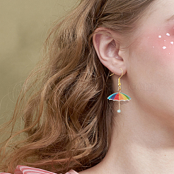 3 Pairs 3 Colors 3D Umbrella Acrylic Dangle Earrings&nbsp;EJEW-AN0002-97
