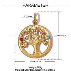 304 Stainless Steel with Colorful Rhinestone Pendants&nbsp;RB-OY001-39G