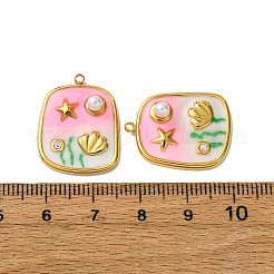 304 Stainless Steel Enamel Pendants&nbsp;STAS-L299-18G-01