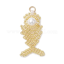 Glass Seed Beaded Fish Pendants&nbsp;PALLOY-MZ00666