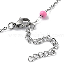 304 Stainless Steel with Enamel Satellite Chain Necklaces&nbsp;NJEW-G117-01P-01