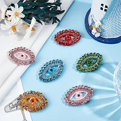 10Pcs 5 Colors Polyester & Glass Rhinestone Embroider Thread Iron on/Sew On Patches&nbsp;PATC-GF0002-05