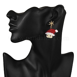 Santa Claus Brass Dangle Stud Earrings&nbsp;EJEW-MZ00498