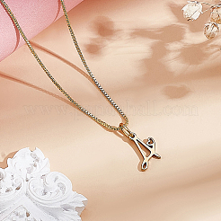 1pc Brass Chain & 304 Stainless Steel Letter Pendant Necklaces&nbsp;NJEW-LP0001-40A-G