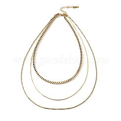 304 Stainless Steel 3 Layer Necklaces for Women&nbsp;NJEW-V012-01G