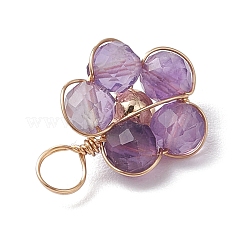Natural Amazonite & Apatite & Rose Quartz & Amethyst & Red Agate Faceted Round Beaded Pendants&nbsp;PALLOY-JF03606-01