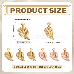 20Pcs 2 Colors 304 Stainless Steel Charms&nbsp;STAS-LP0004-09