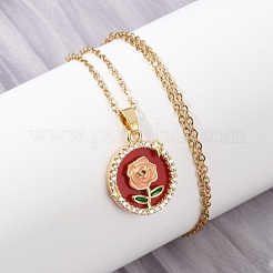 Brass Micro Pave Cubic Zirconia Pendant Neckalces for Women&nbsp;NJEW-C076-01A-G