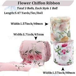 3 Rolls 3 Styles Flower Pattern Polyester Ribbon&nbsp;OCOR-CP0001-28B